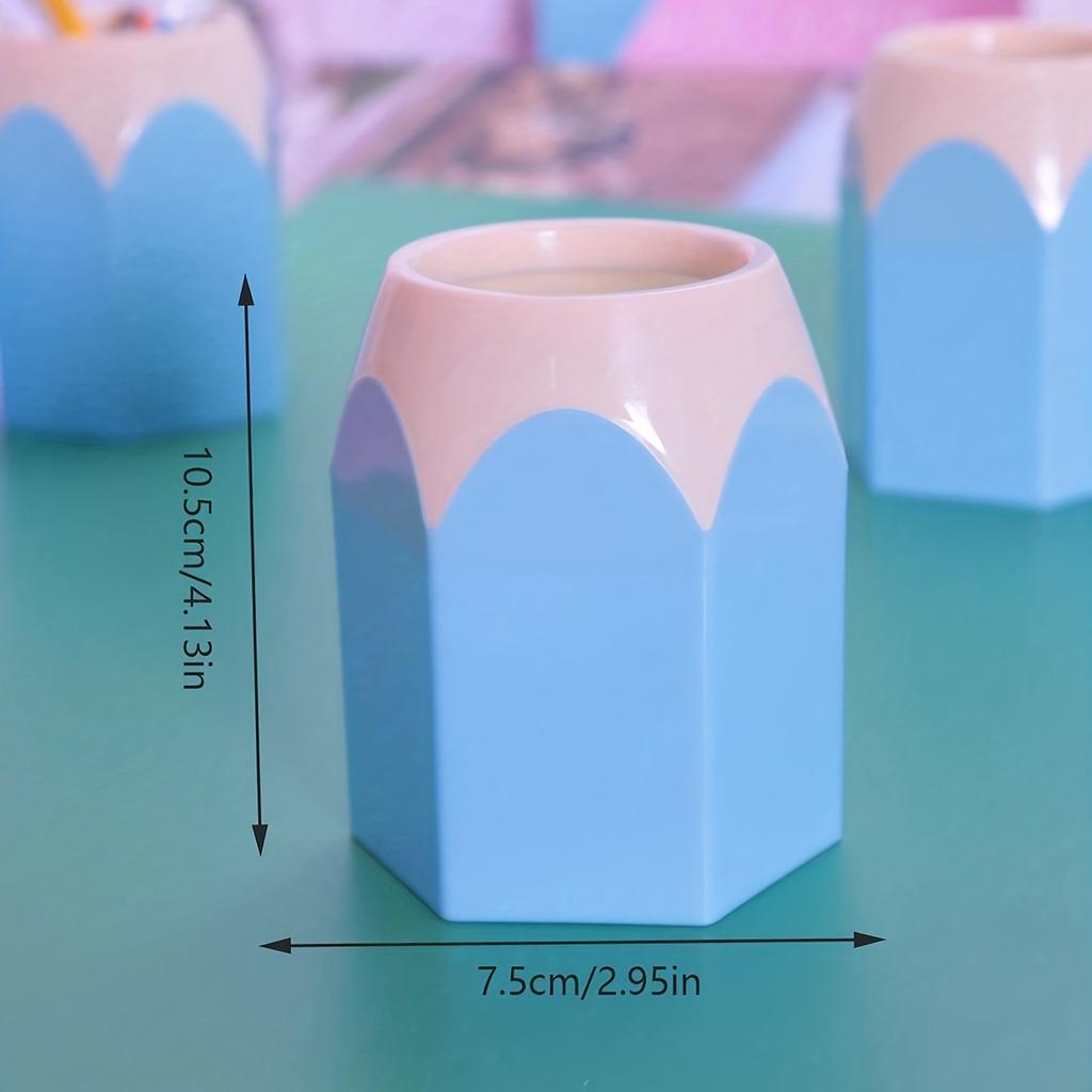 Minimalist Pencil-Shaped Stationery Storage Container for The Back-To-School Season, a Colorful Plastic Pen Holder for Students' Desks, Sold Individua