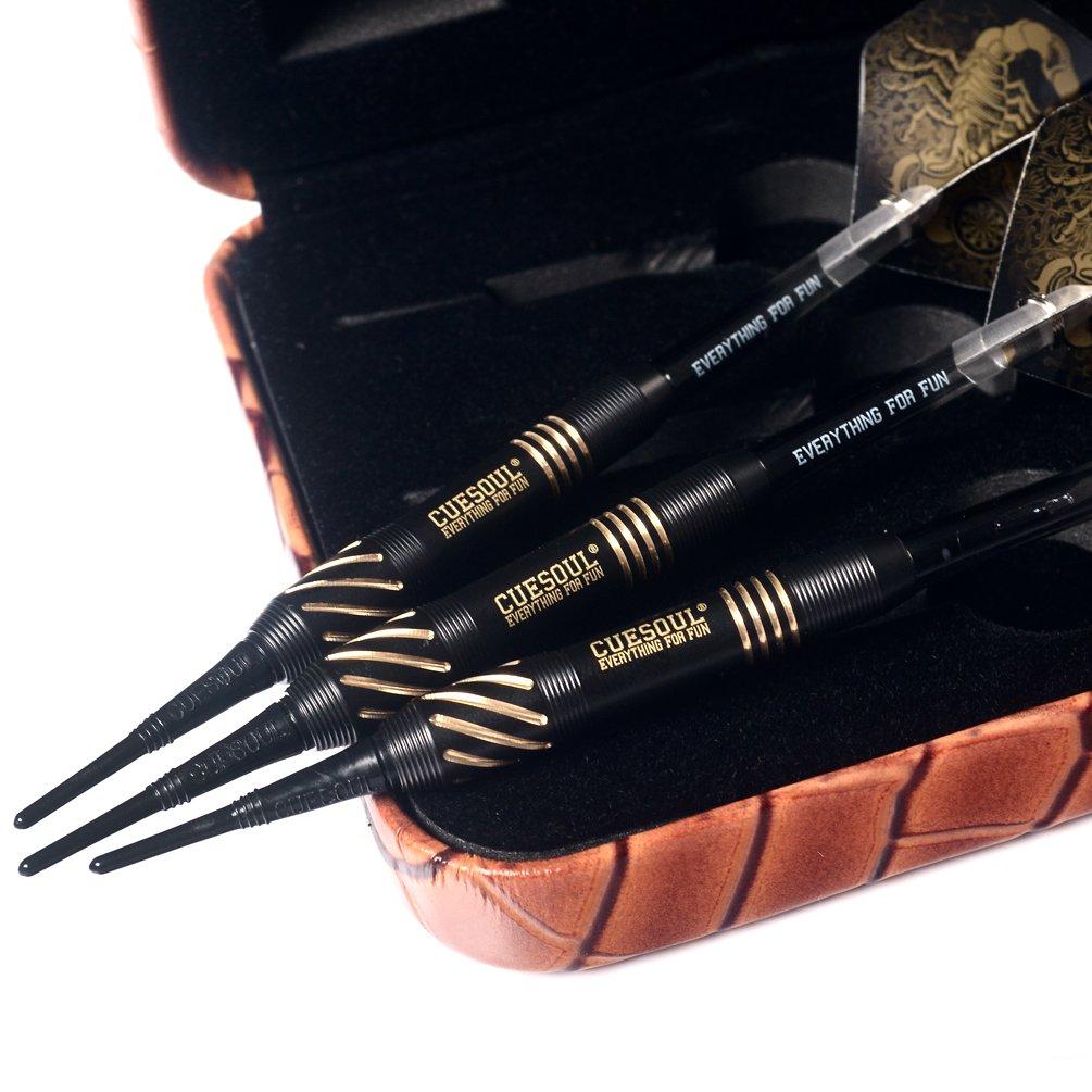 Black Scorpion CUESOUL 16g Brass Dart Barrel Set (3 Barrels), Stylish Black Scorpion Design Soft Tip Dart Set (HX-STL-B2305)