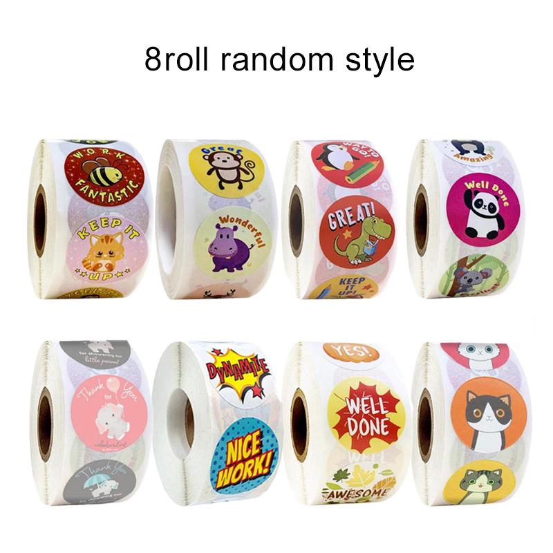 2/4/8roll Student Stationery Stickers Roll Stickers Animal Sticker Scrapbook DIY Decoration Sealing Label Decoration Gifts TMZ