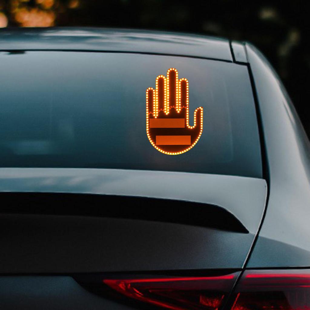 Car Finger Gesture Light Funny Back Window Sign 175 LED Beads Easy Installation 3 Gestures Auto