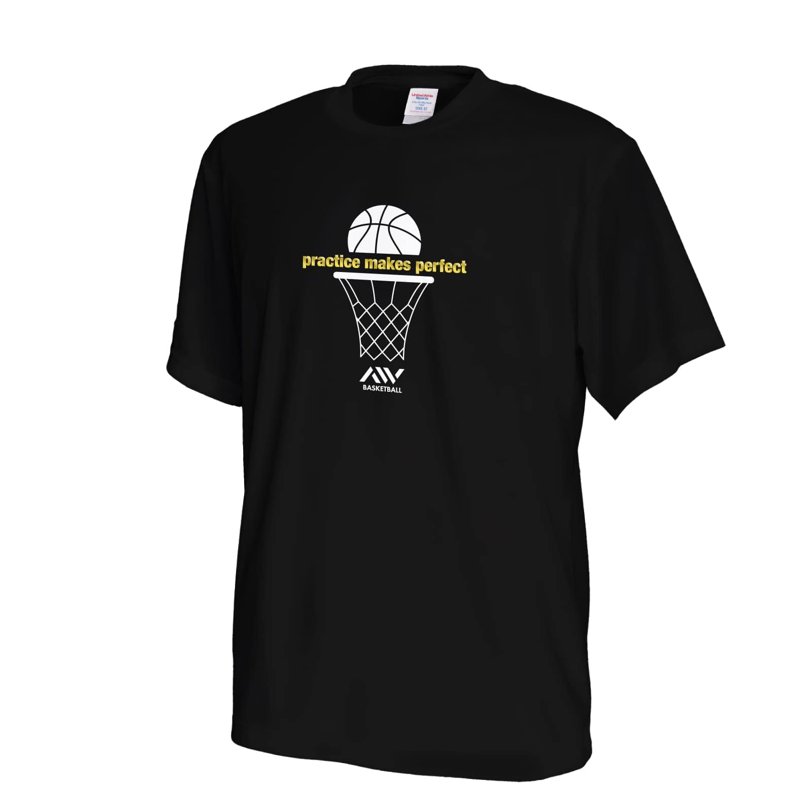 

Artworks Skobe Basketball Short Sleeve Dry T-Shirt, Practice Wear, Moisture-Wicking, Quick-Drying, Practice Makes Perfect, Black, Size M