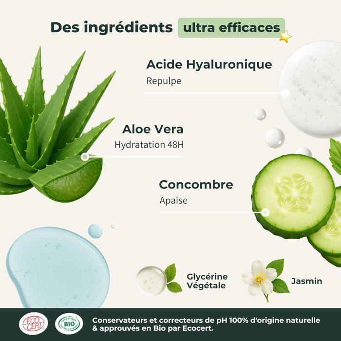 Sérum visage - SWROSE - Acide hyaluronique bio - Hydratant 48h - Anti-âge anti-rides - Flacon verre 30 ml