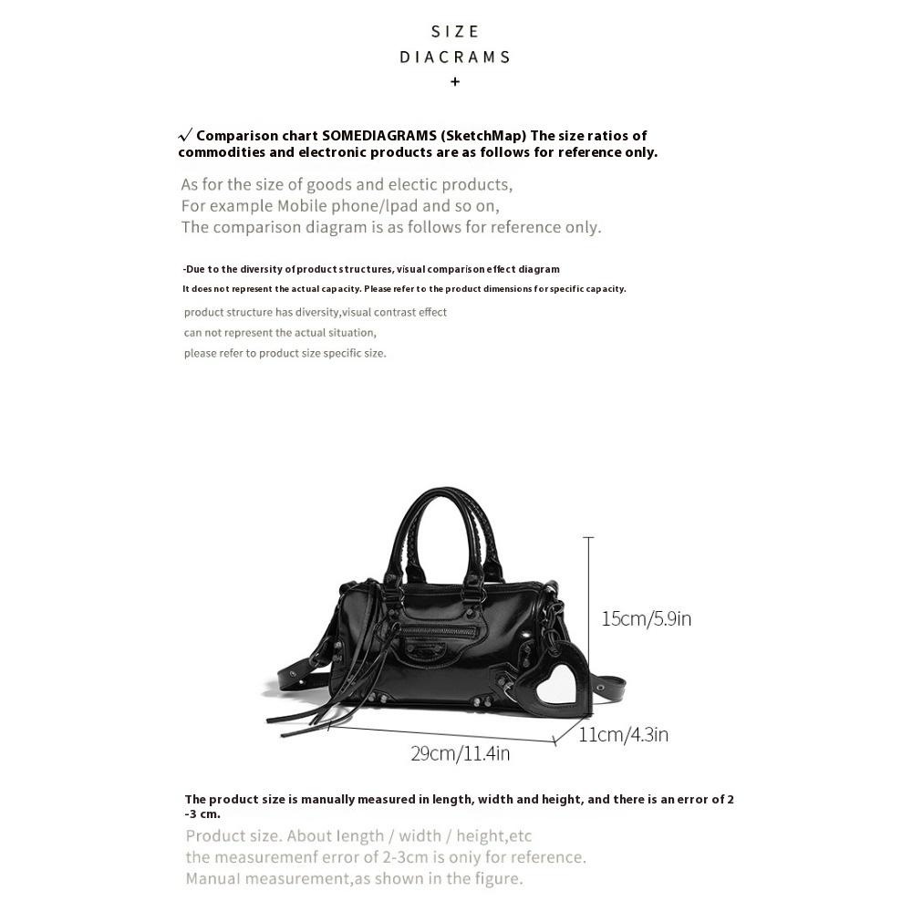 Rivet Dark Locomotive Bag Niche Design High Sense Large Capacity Shoulder Crossbody Tote Handbag