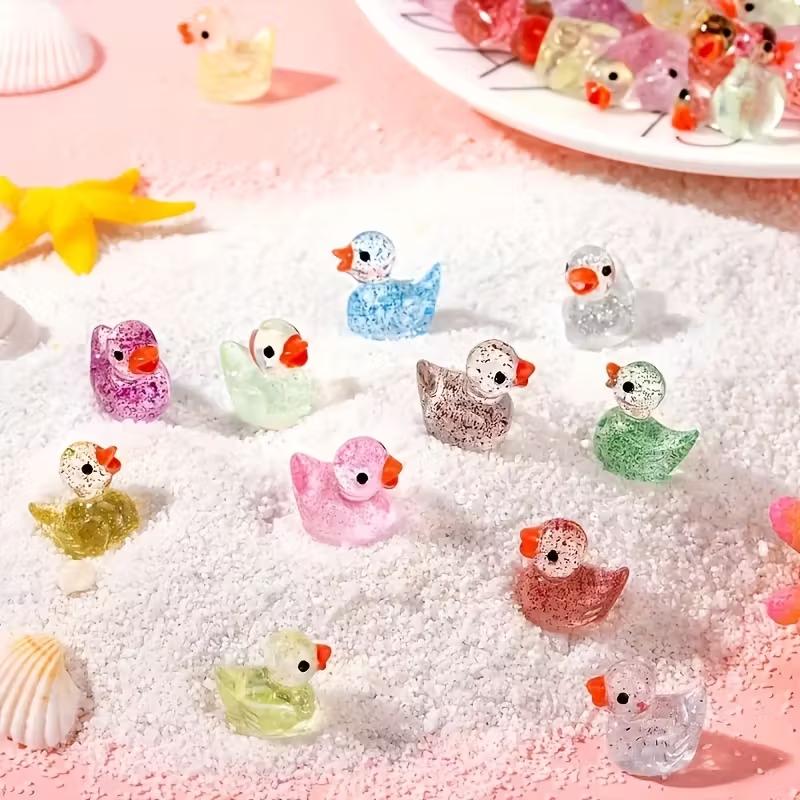 Сверкающие смоляные утята разных цветов для сада, DIY, аквариумных декораций, идеальные миниатюры, аквариумы и поделки, веселая вечеринка