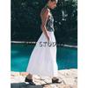 Spring and Summer New Women's Clothing Cotton High Waist A- line Hem Poplin Elegant Midi Skirt Skirt 2731101