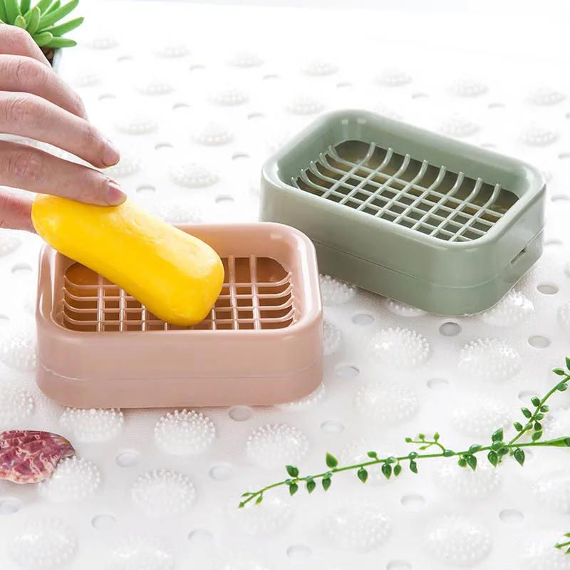 1PC Soap Holder Double-layer Bathroom Accessories Plastic Shower Soap Dish Non-slip Draining Tool Drainage Soap Box