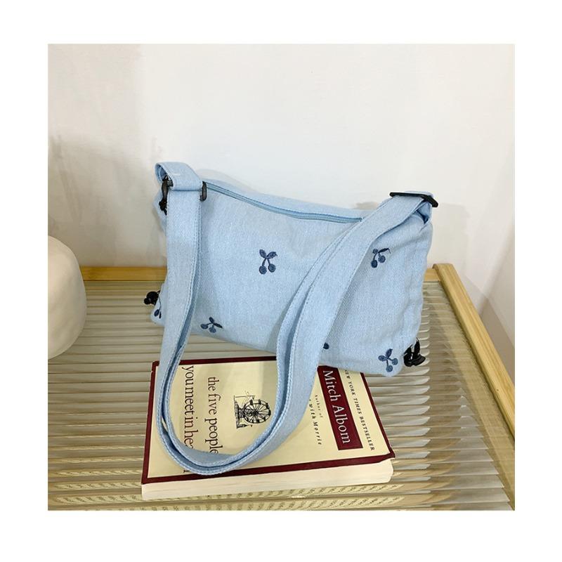 Niche design pleated drawstring canvas bag large capacity lightweight commuter single shoulder oblique span bag casual cloth bag
