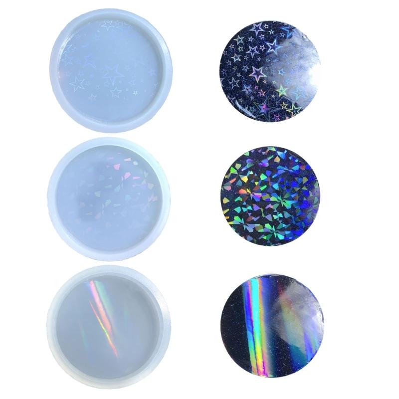 Holographic Resin Molds Silicone,Resin Coaster Molds Round Coaster Molds for Resin Casting,Epoxy Resin Mold for Cups Mat