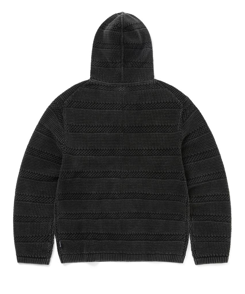 Thisisneverthat Crochet Knit Zip Hoodie Washed Black