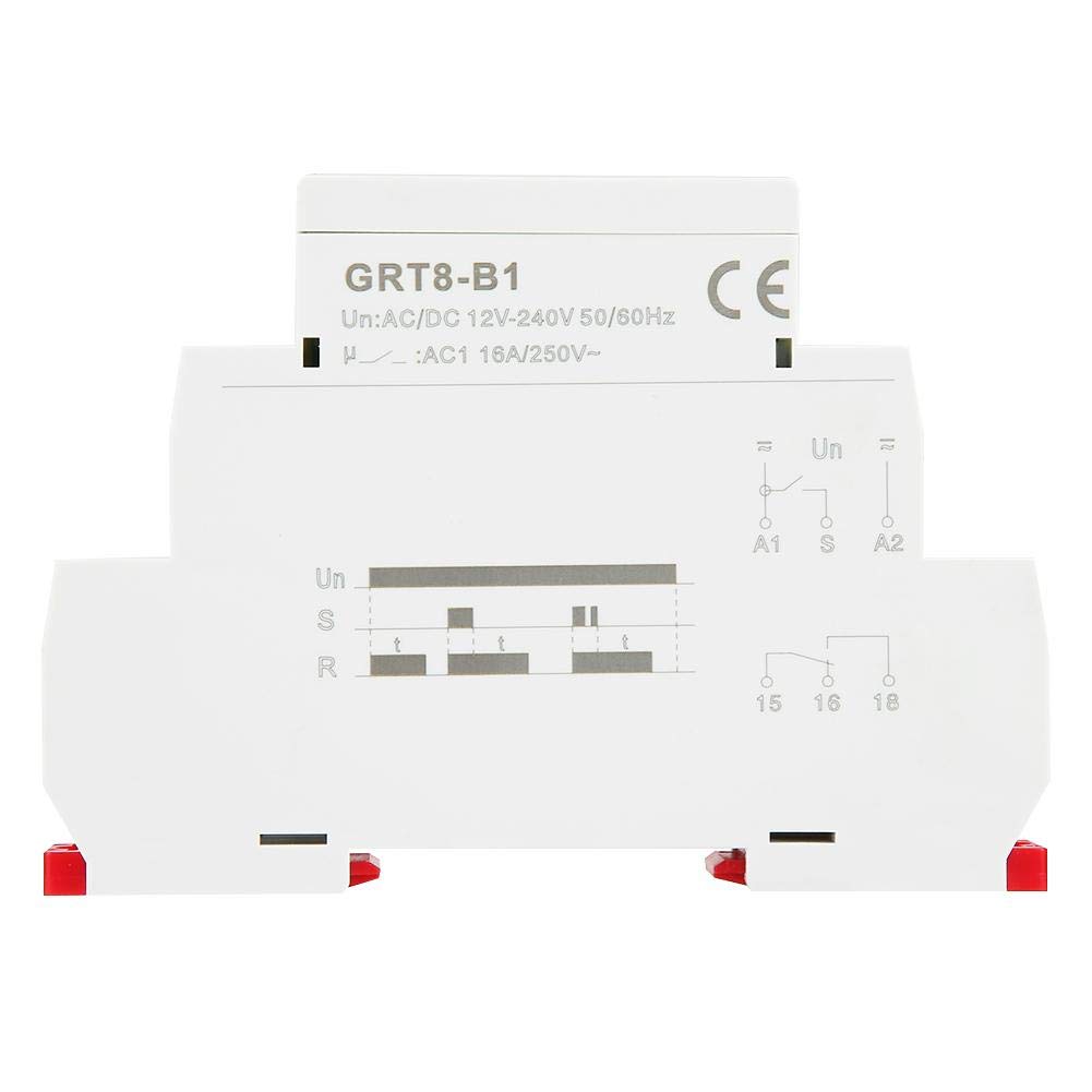 

Time Delay Relay, GRT8-B1 ACDC 12V~240V Off Delay Timer Controller Relay Switch, Mini Power Off Delay Time Relay for 35mm DIN Rail