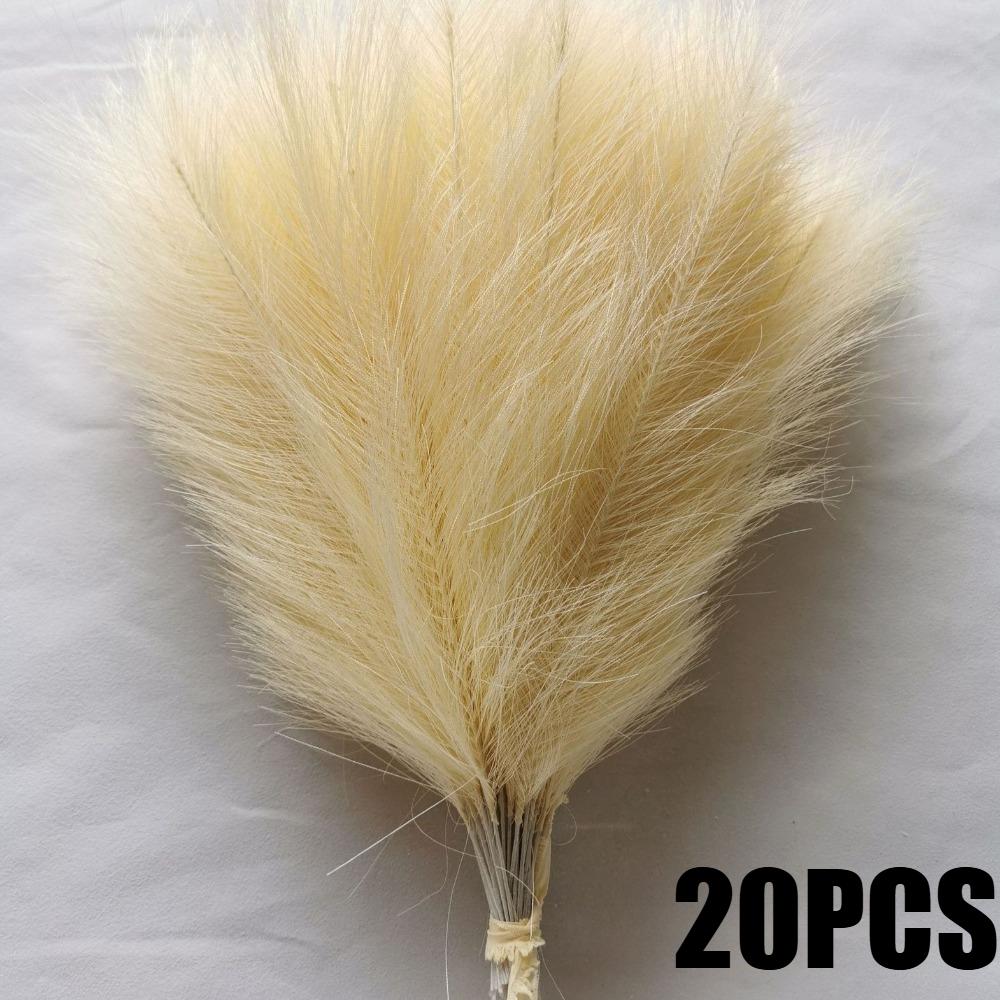 GeeParty 10Pcs Fluffy Pampas Grass Fake Reed Simulated Artificial Flower Boquet for Birthday Party Decoration