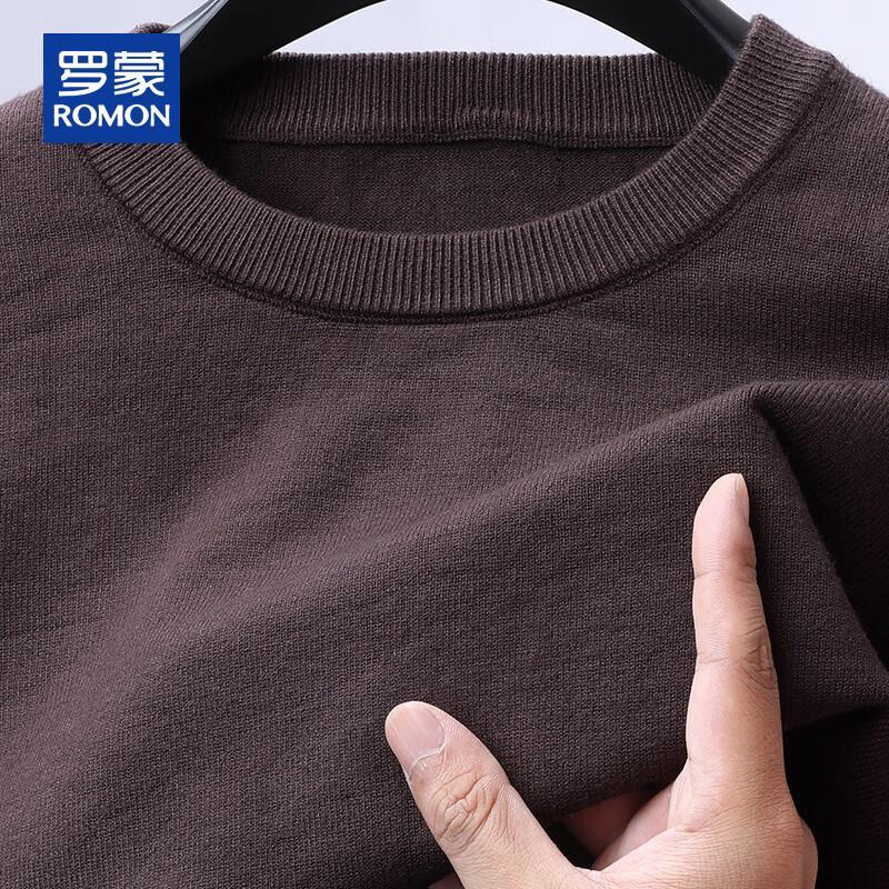 ROMON Men's Loose Fit Round Neck Knit Sweater