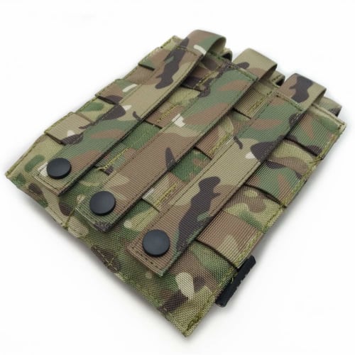 US TACTICAL Genuine Fabric Molle System Military Standard Triple Magazine Pouch for MP5, MP7A1, and Other Models (CP Camo)