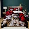 Sada povlečení Tiger Red Rose Flower Přikrývka pro chlapce Africké safari Divoká zvířata Velká kočka Queen King Polyesterový povlak na přikrývku