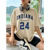 Women Streetwear Number 24 Print Round-Neck Fashion Short Sleeve T-Shirt Summer Baseball