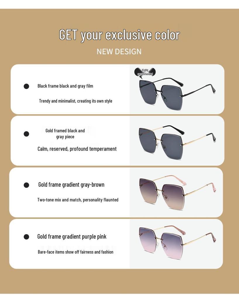 Women's Frameless Fashion Gradient Sunglasses - Sunshade & UV Protection
