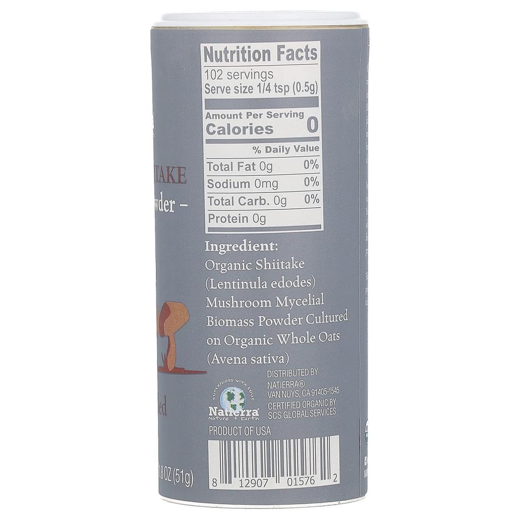 Organic Shiitake Mushroom Powder Shaker, 51G(1.8Oz)