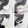 Modern Heart Detailing Women's Small Crossbody Bag PU Leather Lightweight Evening Purse With Chain Strap  White