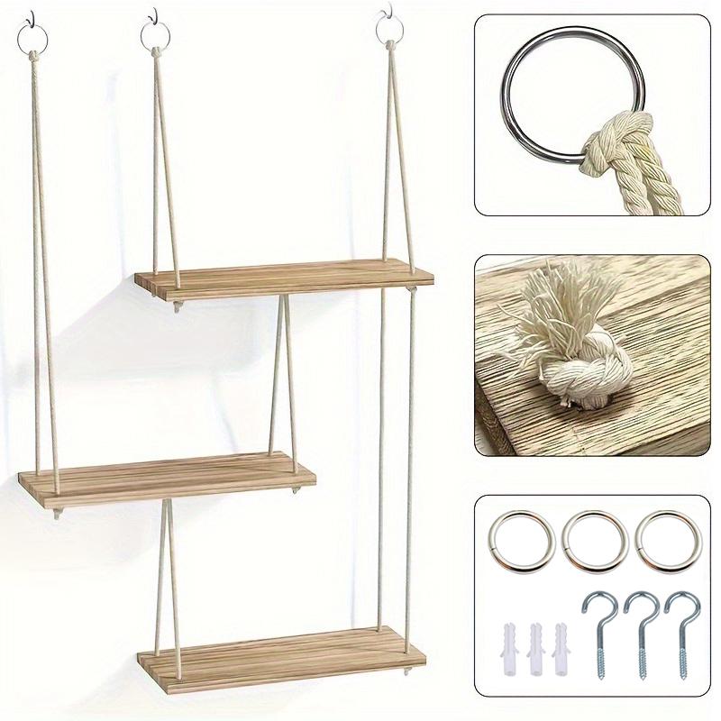3 Tiers Plant Rack Living Room Decoration Macrame Wall Hanging Shelf Bohemian Wall Mounted Shelves Home 2 Colors