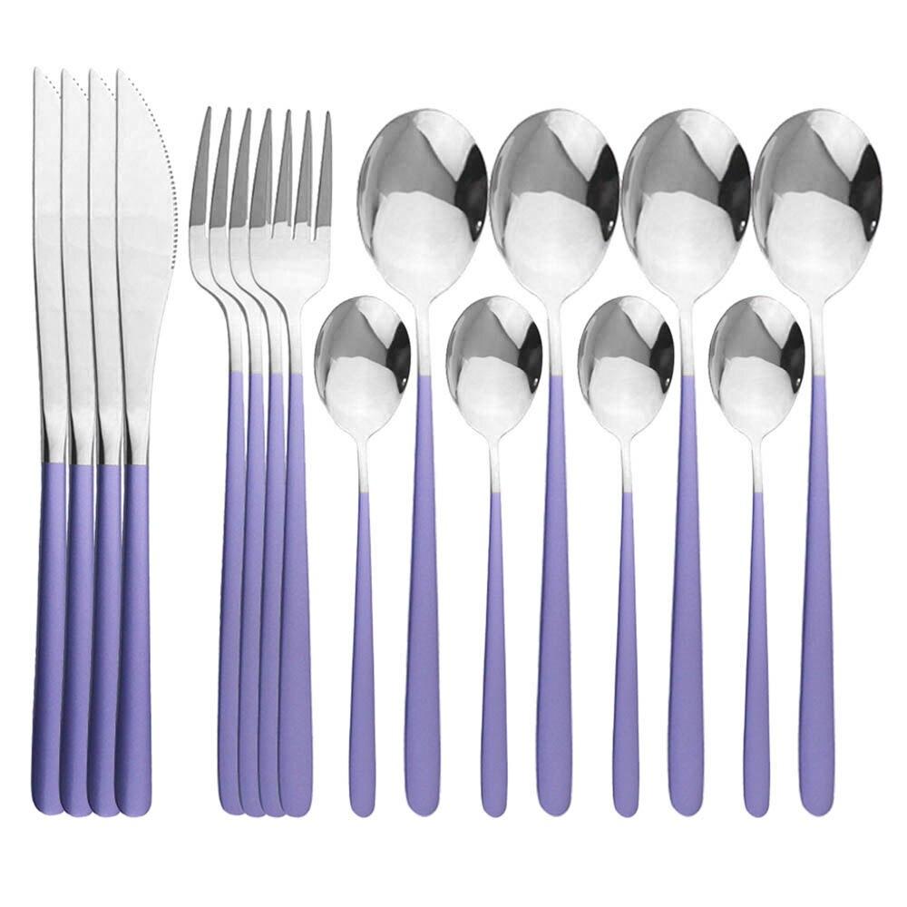16Pcs Green Gold Dinnerware Set 304 Stainless Steel Cutlery Set Knives Forks Spoons Dinner Set Kitchen Tableware Silverware Set