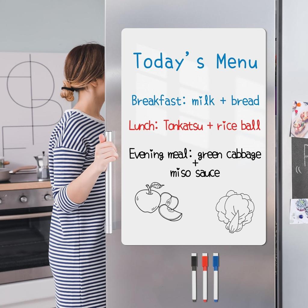 Magnetic Fridge White Board Paper,8" x 12" 2 Pack Small Dry Erase Board Kitchen Refrigerator Whiteboard for Family to-do List, I