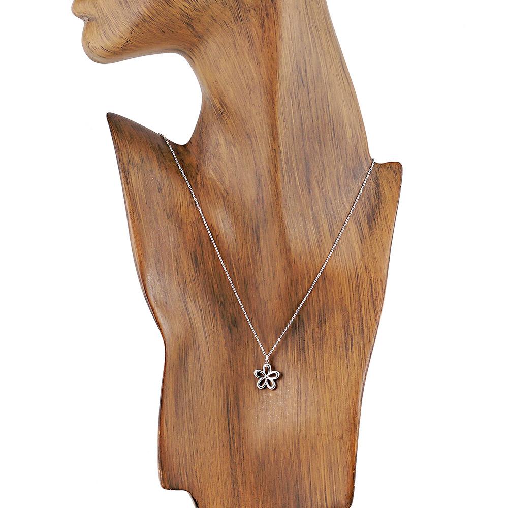 Jbans Classic Soft Line Flower Pendant Chain Necklace (C2501-An842_Sv)