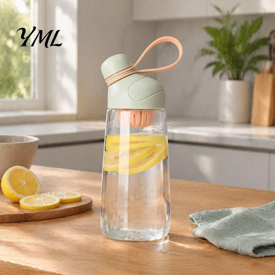 Leak Proof Gym Water Bottle Tritan Plastic Bottle, with Lid, 600ml Capacity, Fast Travel Drinking Spout Sports for Fitness Running And Daily Hydration