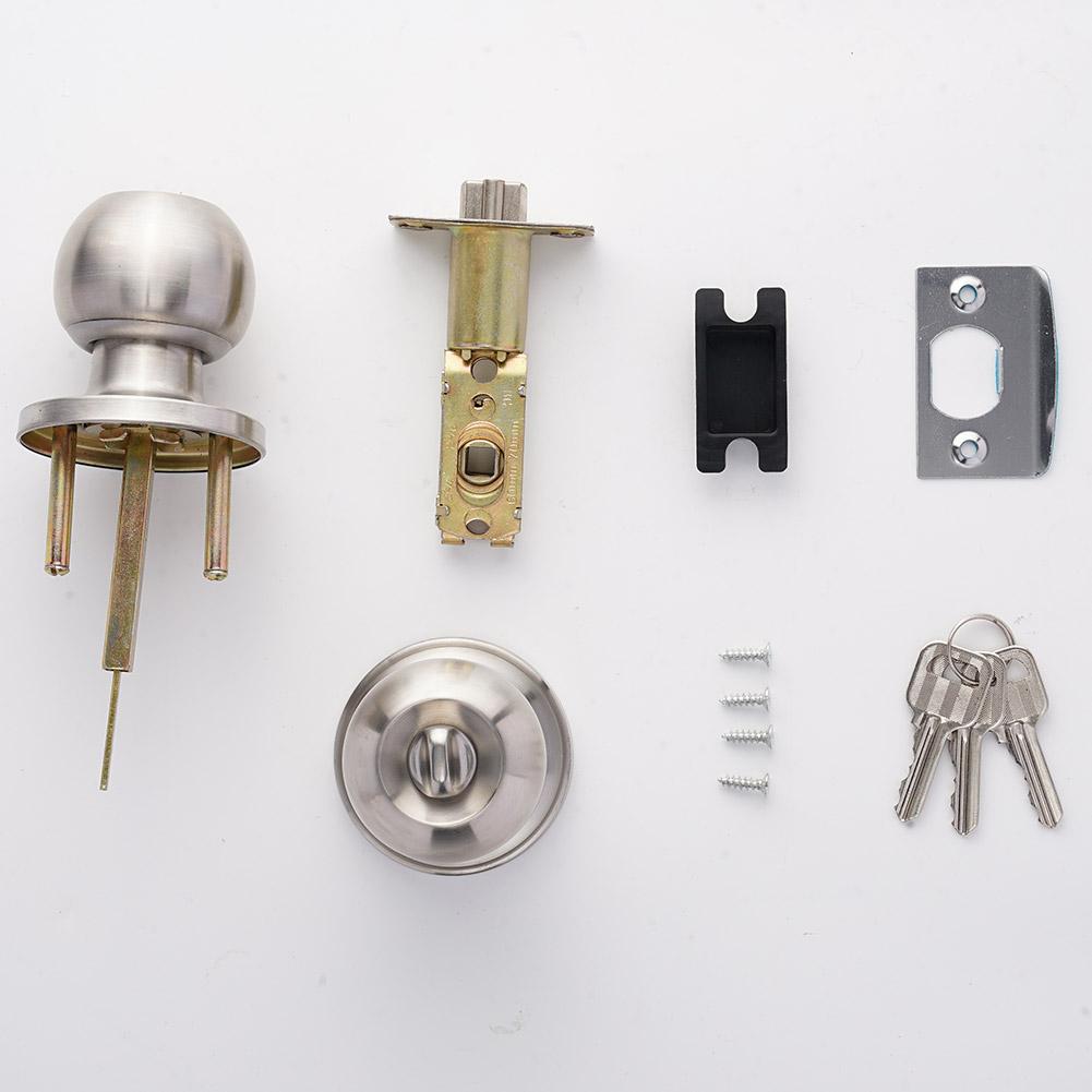1 Kit Aluminum Alloy Globular Door Knobs Rotation Lock Knobset Handle Metal Door Knob With Key For Bedrooms Living Rooms