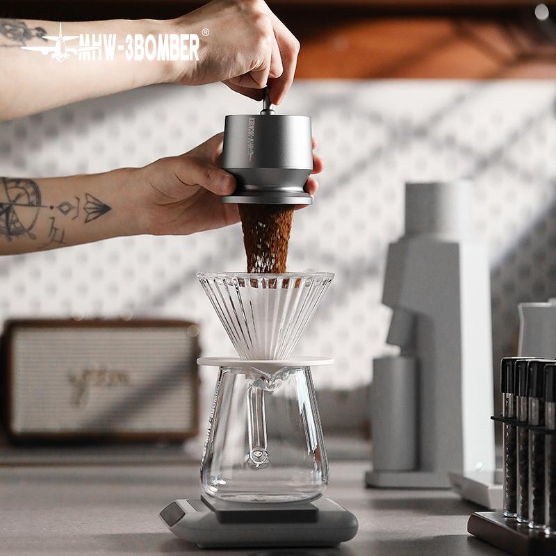 MHW-3BOMBER Espresso Dosing Cup with Stirrer Aluminum Alloy Coffee Dosing Funnel Fit 58MM Portafilter Home Coffee Accessories