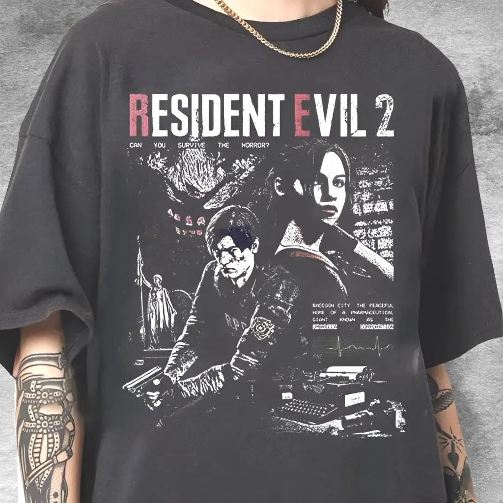Resident Evil 2 game Casual Trendy Graphic Vintage Y2K T Shirt Women Men Cotton Tee Summer Spring Oversized Novelty Loose tops