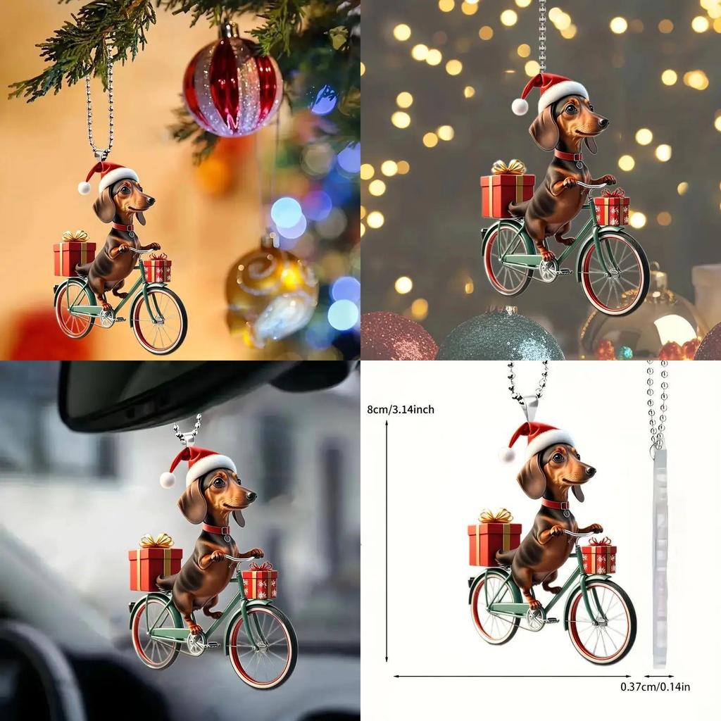 Festive Dog Acrylic Car Hanging Decor Cartoon Style For Automotive Interior