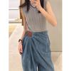Women's Spring/Summer Design-Forward Oversized Wide-Leg Denim Pants with Drape and Floor-Sweeping Hem