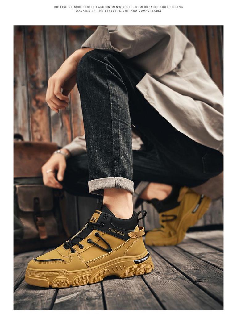 Autumn Men's High-Top Martin Boots - Trendy, Non-Slip, All-Match Casual Work Boots