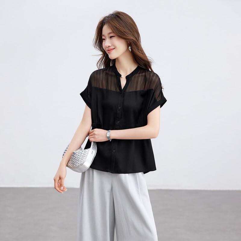 Srcr Women s 19 Momme Silk Short-Sleeve Shirt 2XL