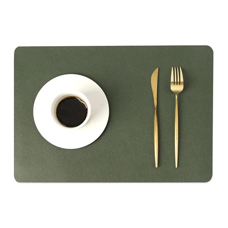 INS Nordic Solid Double Sides Leather Dining Mat Heat Insulation Placemat Home Waterproof Oil Proof Hotel Rectangle Pad