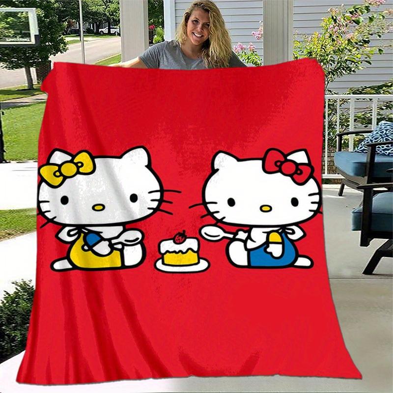 1pc. Hello Kitty Plush Blanket - Cute Cartoon Design for Home, Office, Outdoor Use, Gift Idea, Suitable for Al