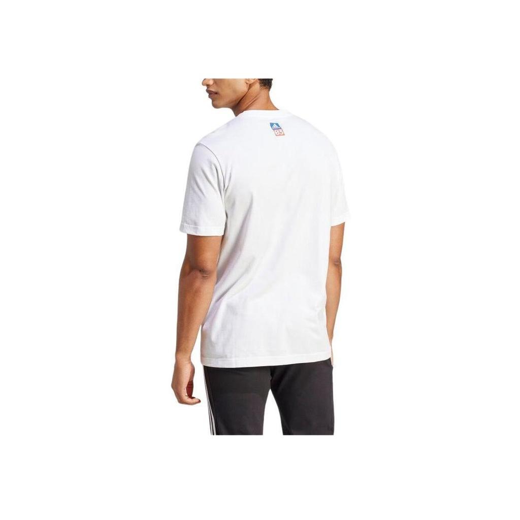 Adidas Letter Print Summer Sports T-Shirt, Round Neck, Short Sleeve Men Tops White IR5821