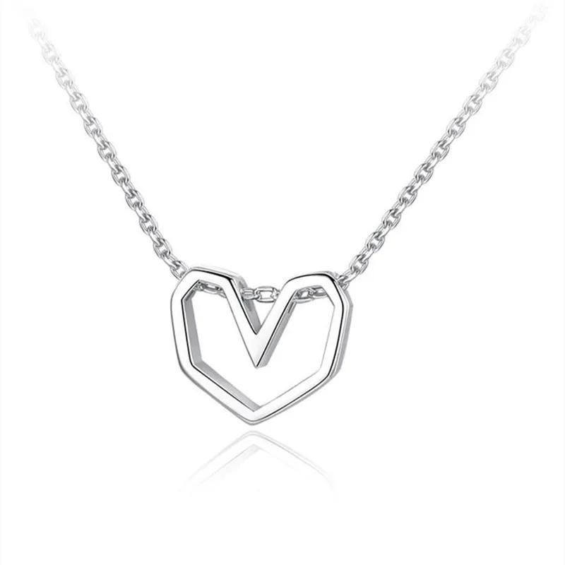 Korean 925 Sterling Silver New Ladies Fashion Jewelry Luxury Love Heart Charm Pendant Necklaces For Women Wedding Party Gift