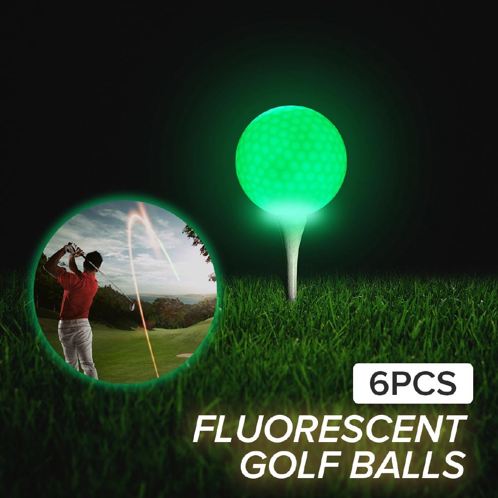 6Pcs LED Golf Balls Glow In Dark Night Golfing Luminous Fluorescent Golf Ball Light Up Golf Balls