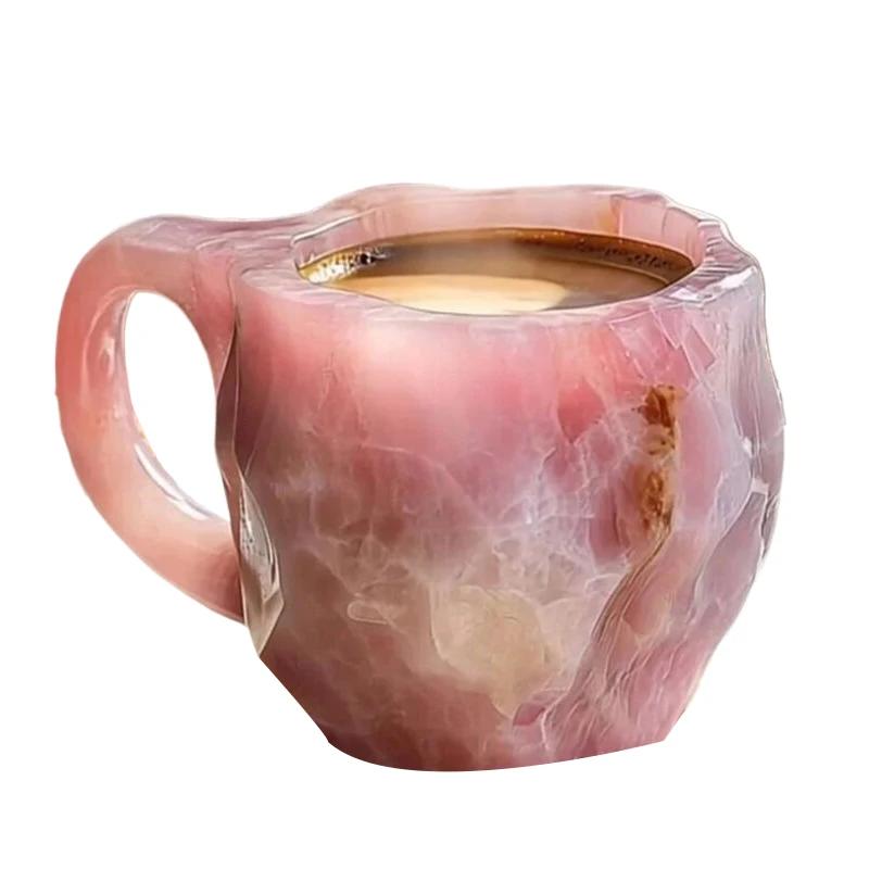 Cănă de cafea nouă din cristal mineral, elegantă, de lux, cană de cafea din cristal mineral colorat, cană de cafea translucidă, cadouri