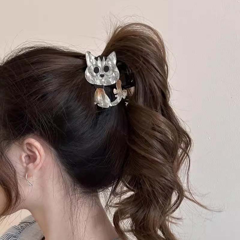 New Cute Acrylic Cats Hair Claw for Women Girls Sweet  Cartoon Large Shark Clip Hair Claw Hair Styling Accessoires