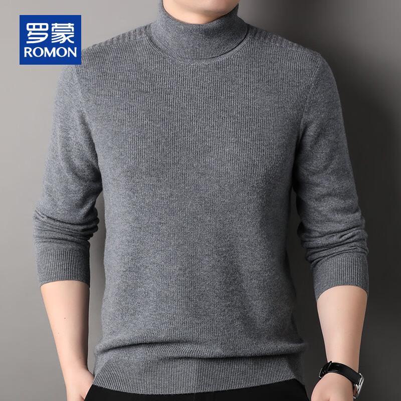 ROMON Men's 100% Pure Wool Thick Turtleneck Sweater