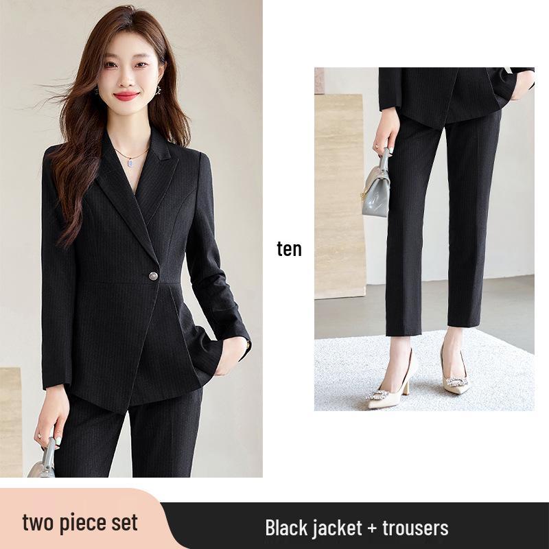 Women's High-End Business Formal Wear: Long Sleeve Suit Set for Spring/Autumn