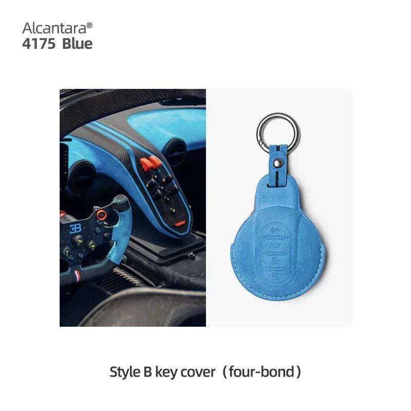 

Betterhumz Car Key Case Cover For BMW Mini COOPERS ONE JCW F56 F55 F54 F57 F60 R55 R56 R57 R58 R59 S Roadster Made of Alcantara 4175 Blue B