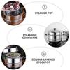 1Pc Stainless Steel Steam Pot Double-layered Food Steamer Stockpot Soup Pot