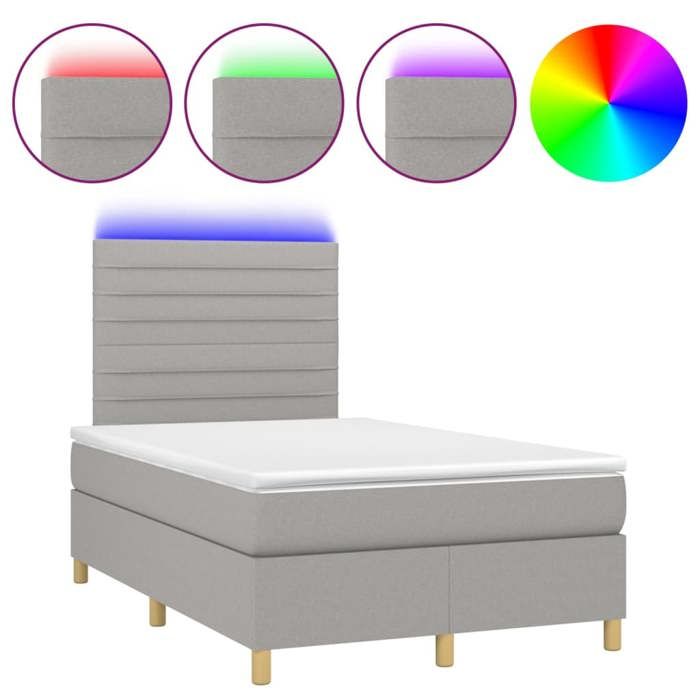 VidaXL Sommier à Lattes de Lit avec Matelas et LED, Lit Rembourré, Lit Double, Lit Adulte de Chambre à Coucher Intérieur, 3135501