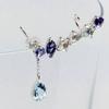 Candy Single Line Blue 10K White Earring, Teardrop, Swing, Multicolor, Gold, bc-nrsr-wg