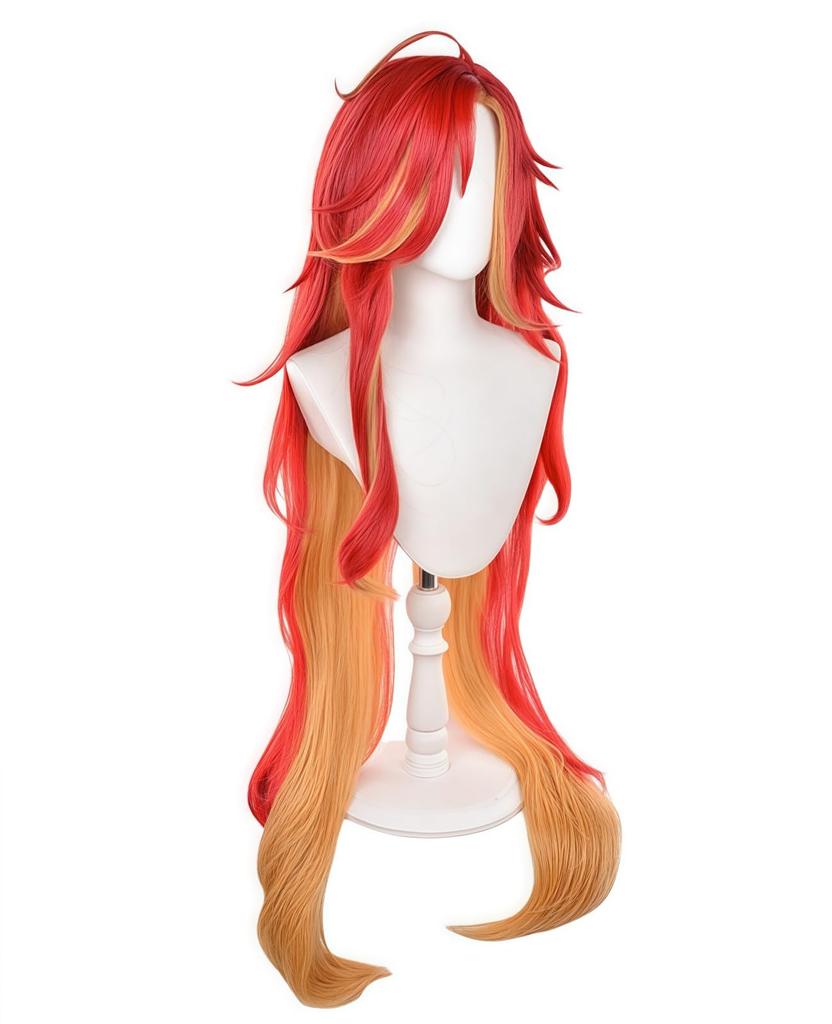 NOKIJP Genshin Impact Mavika Wig, Heat-Resistant, Smooth, Easy to Style, Genshin Impact Hatchet, Ancient Flame