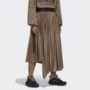 Adidas Originals X Hyke Asymmetrischer Saum Einfarbig Mittelhoch Anliegend Plissierter Maxi-Rock Damen Röcke Gelbbraun GP3042