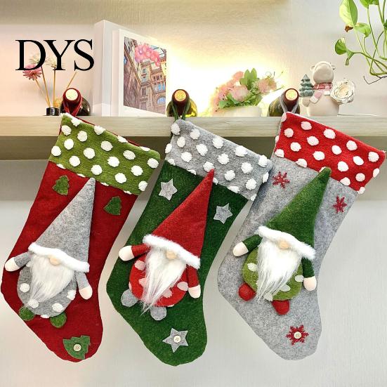 Festive Candy Holders for Kids Christmas Stocking, 18.5 Inch Nordic Gnome Large Felt Stockings, Plush Stockings Holiday Fireplace Hanging Decoration
